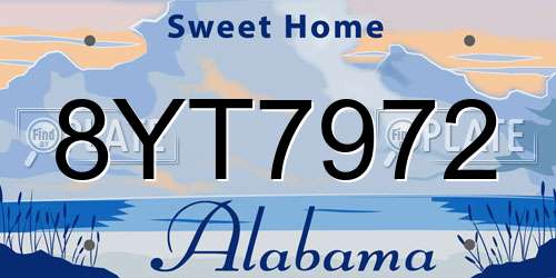 8YT7972 Alabama License Plate