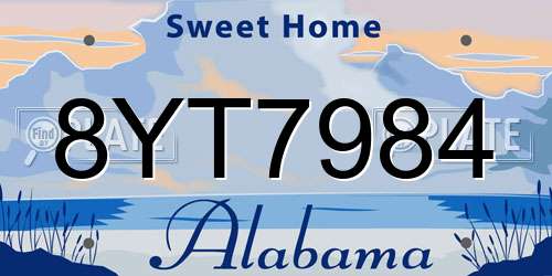 8YT7984 Alabama License Plate