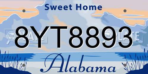 8YT8893 Alabama License Plate