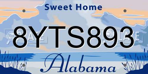 8YTS893 Alabama License Plate
