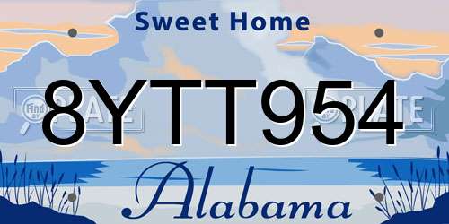 8YTT954 Alabama License Plate