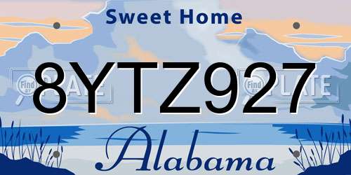 8YTZ927 Alabama License Plate