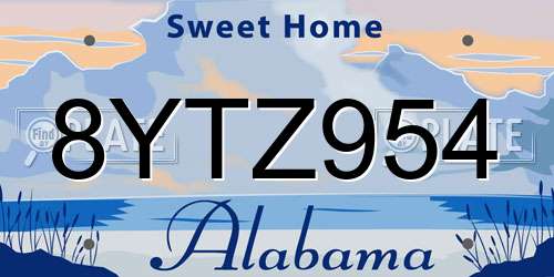 8YTZ954 Alabama License Plate