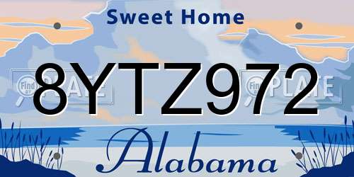 8YTZ972 Alabama License Plate