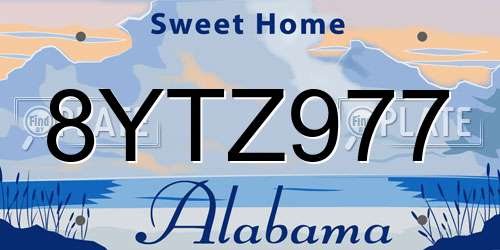8YTZ977 Alabama License Plate
