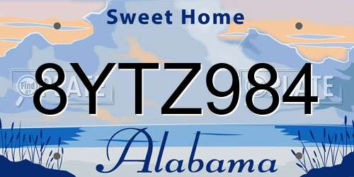 8YTZ984 Alabama License Plate