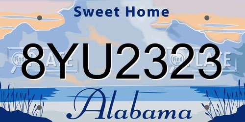 8YU2323 Alabama License Plate