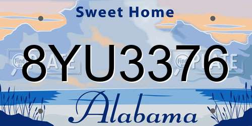 8YU3376 Alabama License Plate