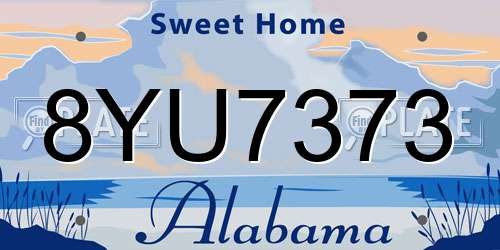 8YU7373 Alabama License Plate