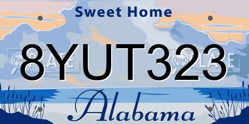 8YUT323 Alabama License Plate