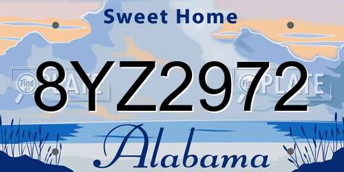 8YZ2972 Alabama License Plate