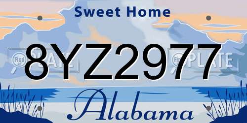 8YZ2977 Alabama License Plate