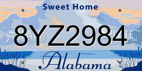 8YZ2984 Alabama License Plate