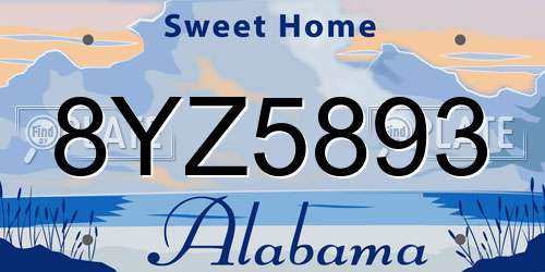 8YZ5893 Alabama License Plate