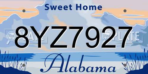 8YZ7927 Alabama License Plate