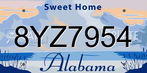 8YZ7954 Alabama License Plate