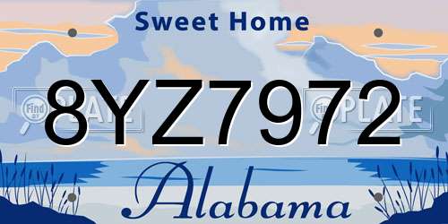 8YZ7972 Alabama License Plate