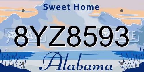 8YZ8593 Alabama License Plate