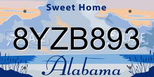 8YZB893 Alabama License Plate