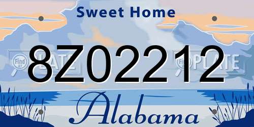 8Z02212 Alabama License Plate