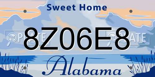 8Z06E8 Alabama License Plate