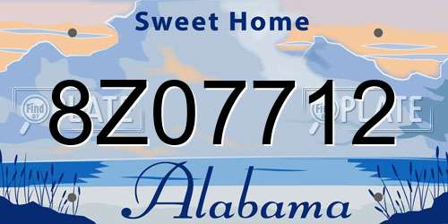 8Z07712 Alabama License Plate