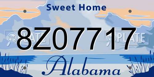 8Z07717 Alabama License Plate