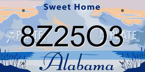 8Z25O3 Alabama License Plate