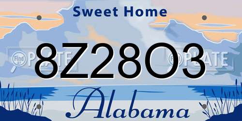8Z28O3 Alabama License Plate