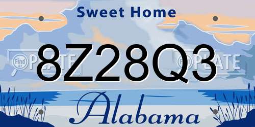 8Z28Q3 Alabama License Plate