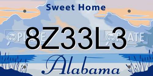 8Z33L3 Alabama License Plate