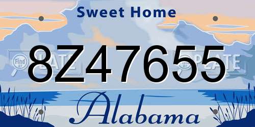 8Z47655 Alabama License Plate