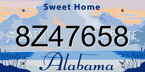 8Z47658 Alabama License Plate