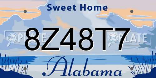 8Z48T7 Alabama License Plate