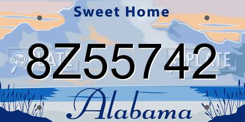 8Z55742 Alabama License Plate