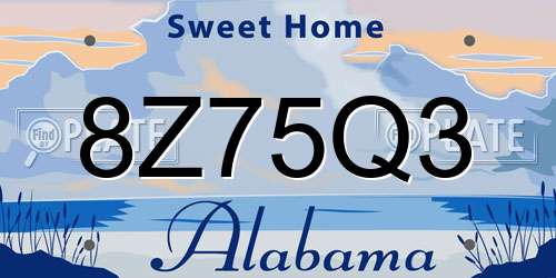 8Z75Q3 Alabama License Plate