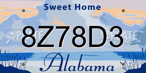 8Z78D3 Alabama License Plate