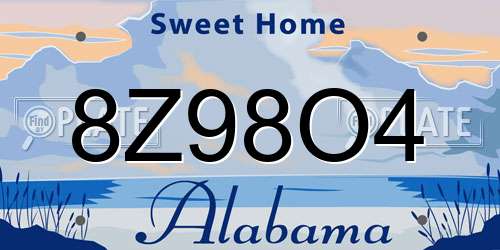 8Z98O4 Alabama License Plate