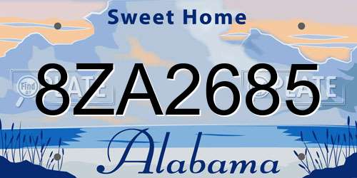 8ZA2685 Alabama License Plate