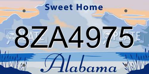 8ZA4975 Alabama License Plate