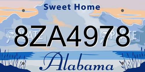 8ZA4978 Alabama License Plate