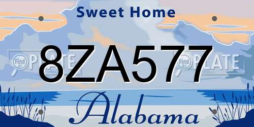 8ZA577 Alabama License Plate