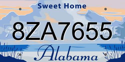 8ZA7655 Alabama License Plate