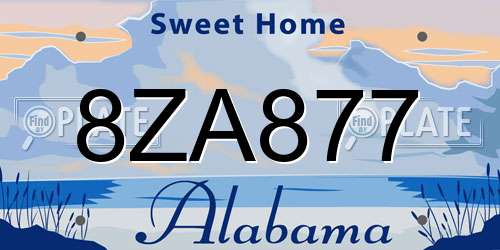 8ZA877 Alabama License Plate