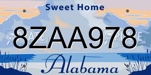 8ZAA978 Alabama License Plate