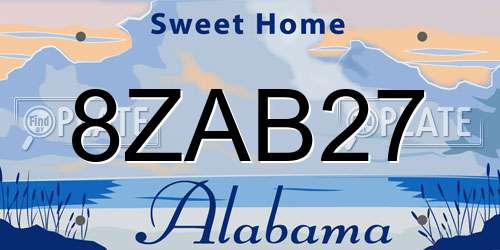 8ZAB27 Alabama License Plate