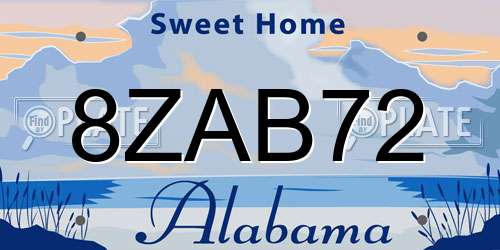 8ZAB72 Alabama License Plate