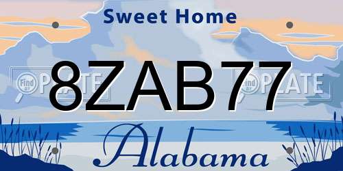 8ZAB77 Alabama License Plate