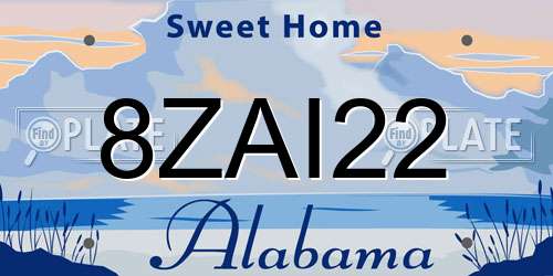 8ZAI22 Alabama License Plate