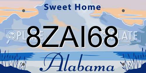 8ZAI68 Alabama License Plate